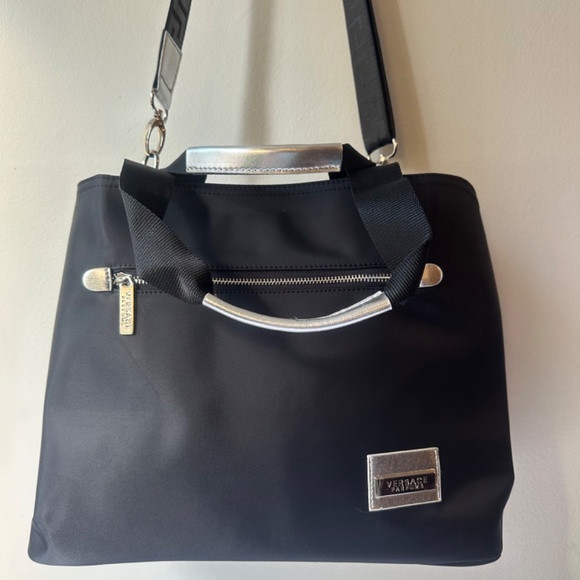 Versace Fragrance Tote Bag Black & Silver Key Logo Strap Dust Bag SEALED PACKAGE - Picture 6 of 15